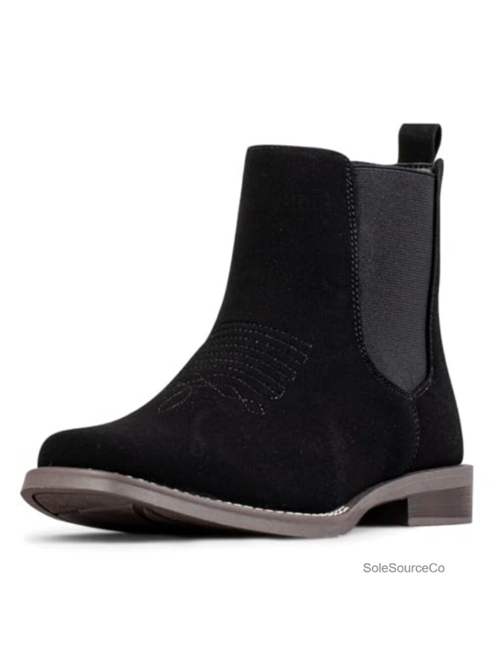 Mens Square Toe Western Chelsea Boots Faux Leather Ankle Cowboy Boots